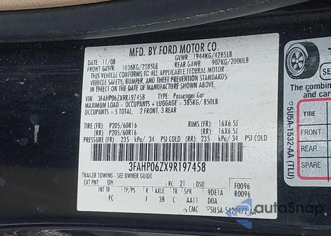 2009 Ford Fusion S z USA, uszkodzony, nr VIN 3FAHP06ZX9R197458
